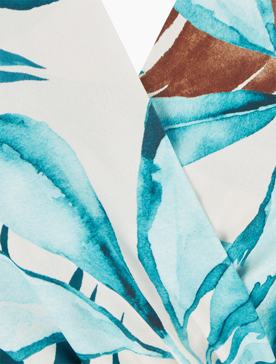 Robe sans manches imprimé feuillage - Bleu canard - 3