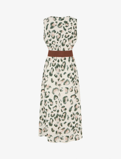 Robe sans manches imprimé léopard - Kaki - 2