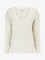 Pull en maille à col V - Écru - 1