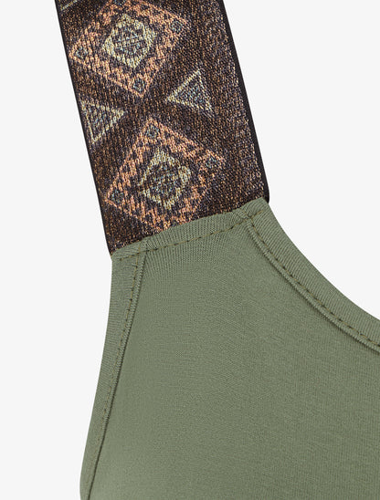 Combinaison imprimé abstrait à bretelles irisées - Kaki - 3