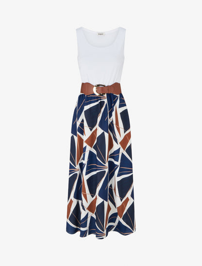 Robe longue sans manches imprimé graphique - Marine - 1