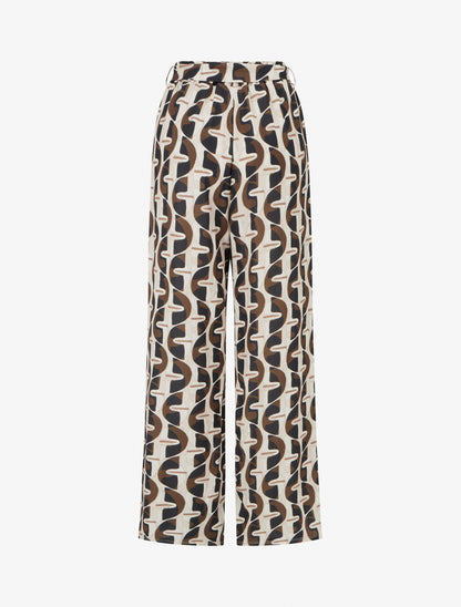 Pantalon élastiqué à imprimé graphique - Noir - 2