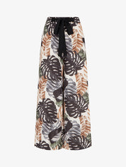 Pantalon ample imprimé tropical - Noir - 1