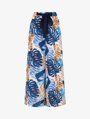 Pantalon ample imprimé tropical - Marine - 1