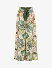 Pantalon ample imprimé tropical - Kaki - 1