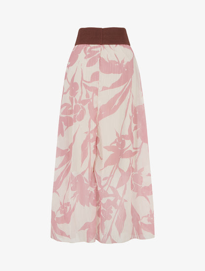 Jupe longue imprimé floral à rayures irisées - Rose - 2