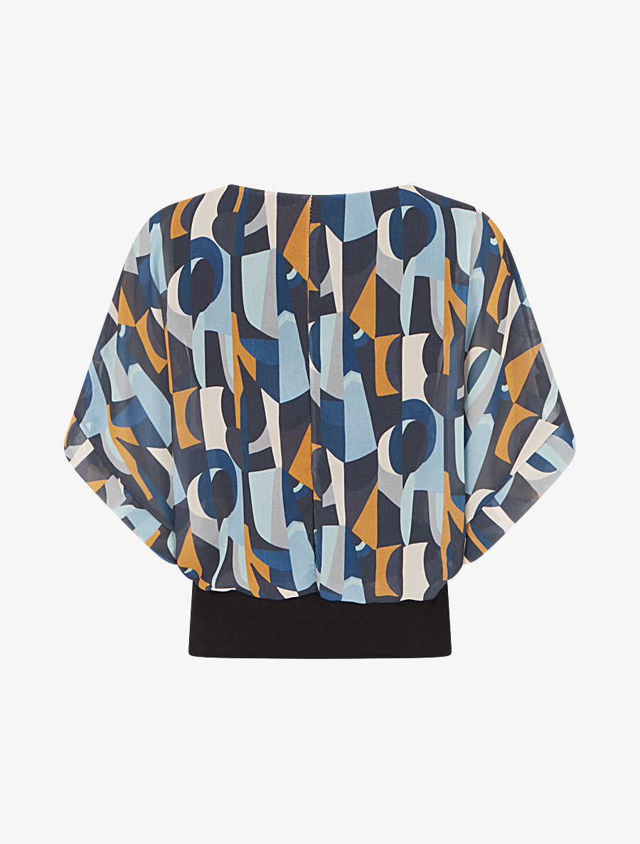 Top imprimé fantaisie à manches courtes - Bleu - 2