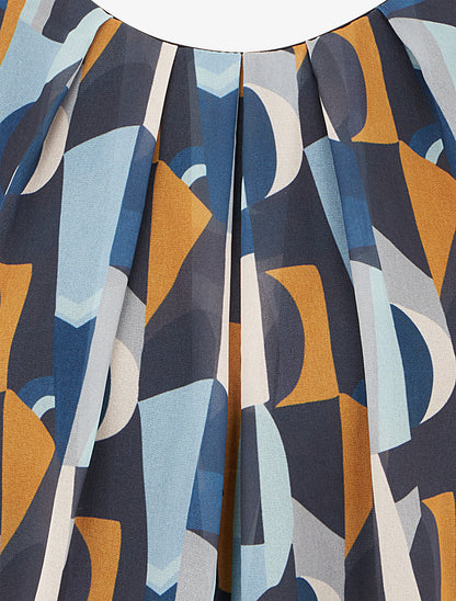 Top imprimé fantaisie à manches courtes - Bleu - 3