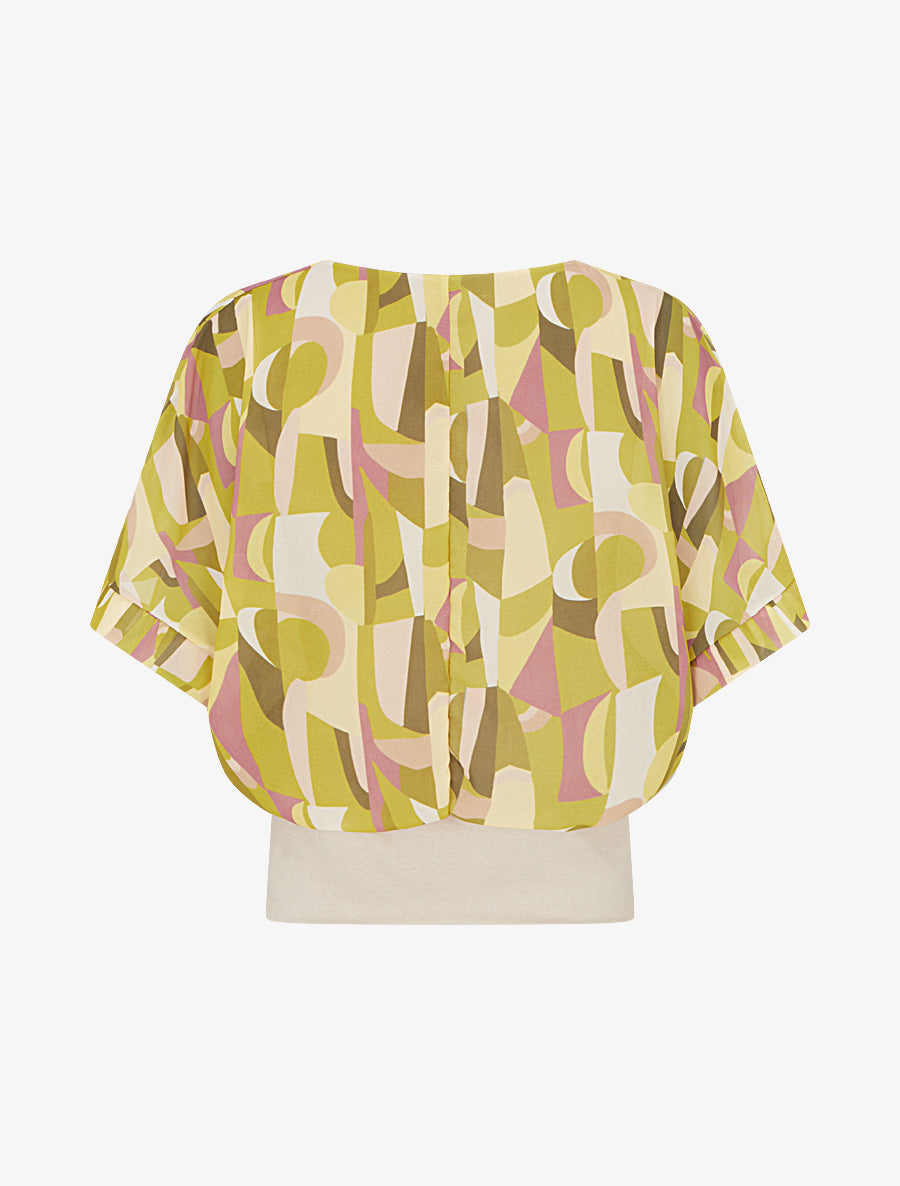 Top imprimé fantaisie à manches courtes - Vert olive - 2