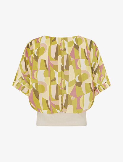 Top imprimé fantaisie à manches courtes - Vert olive - 2