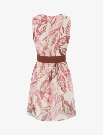 Robe imprimé feuillage à rayures irisés - Vieux rose - 2