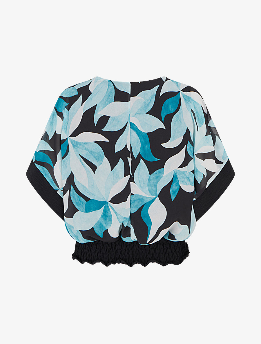 Top imprimé à manches courtes chauves-souris - Noir - 2