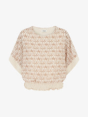 Top imprimé fantaisie à manches chauves-souris - Beige - 1