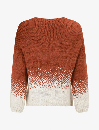 Pull en maille bicolore - Rouille - 2