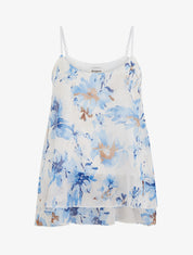 Caraco imprimé floral à rayures irisées - Bleu ciel - 1