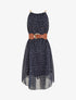 Robe à bretelles chaînes imprimé moucheté - Marine - 1