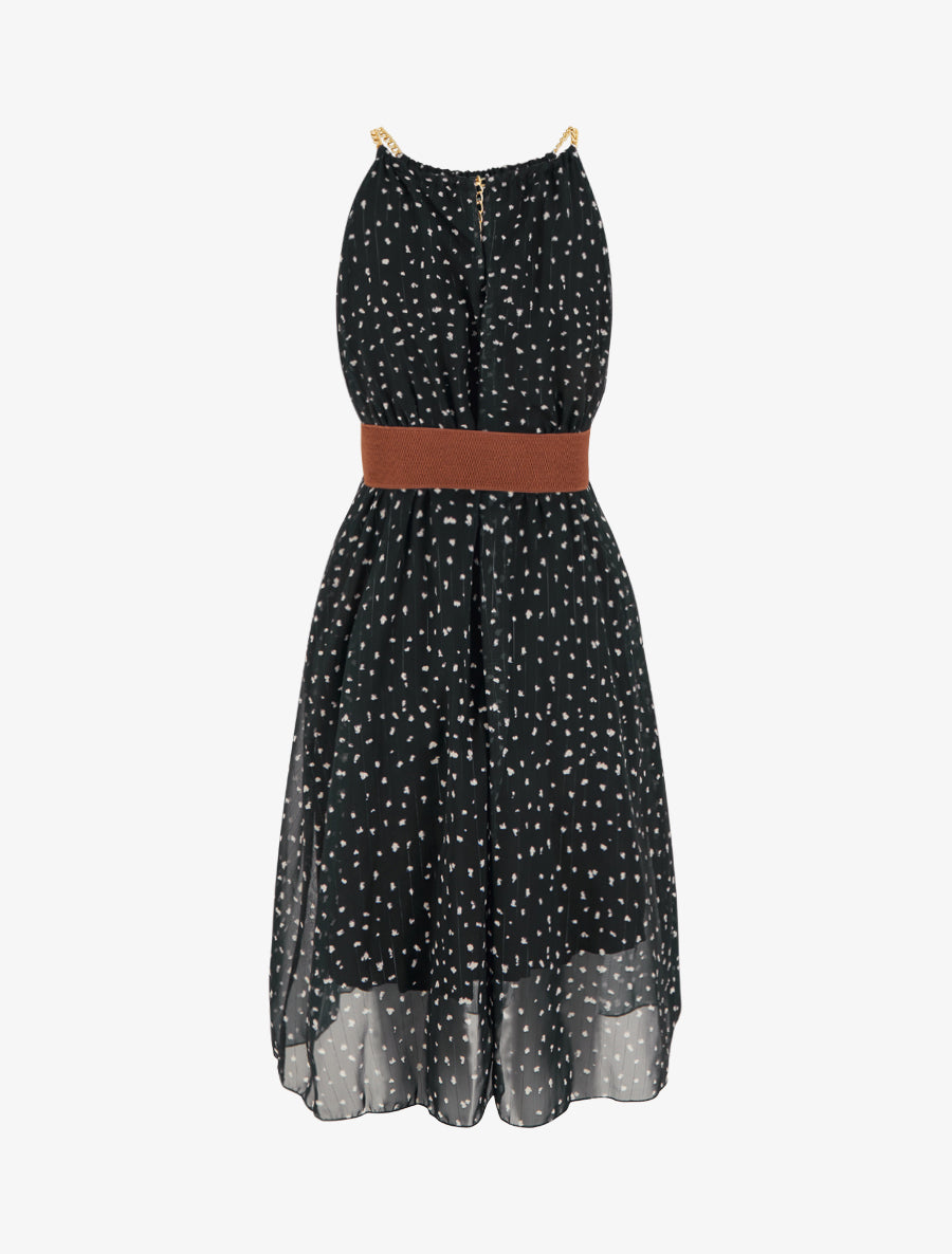 Robe à bretelles chaînes imprimé moucheté - Noir - 2