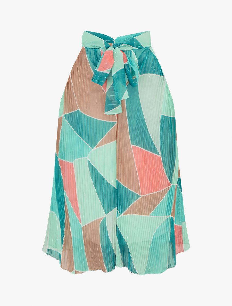 Top plissé sans manches imprimé graphique - Vert d&