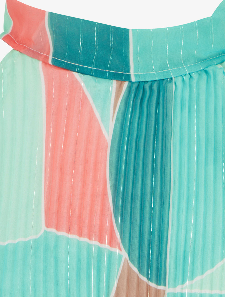 Top plissé sans manches imprimé graphique - Vert d&