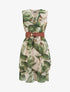 Robe patineuse sans manches imprimé grandes fleurs - Kaki - 1