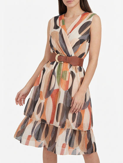 Ärmelloses Skaterkleid mit Fantasiemuster - Schwarz