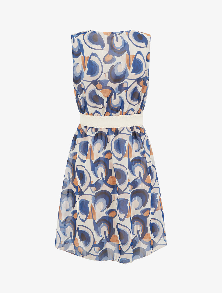 Robe patineuse sans manches imprimé graphique - Marine - 2