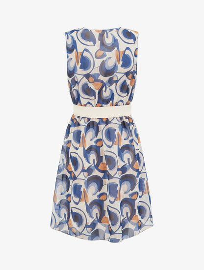 Robe patineuse sans manches imprimé graphique - Marine - 2