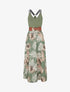 Robe longue imprimé feuillage - Kaki - 1