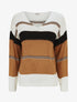 Pull en maille à rayures stylisées - Blanc - 1