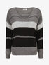 Pull en maille à rayures stylisées - Gris foncé - 1