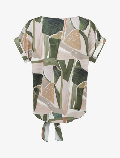 Top à nouer imprimé abstrait - Kaki - 2