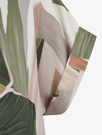 Top à nouer imprimé abstrait - Kaki - 3