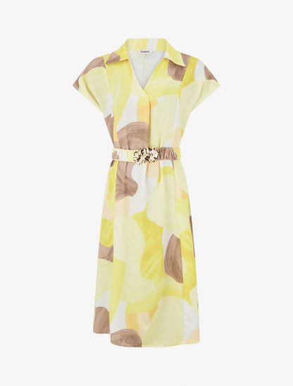Robe droite ceinturée - Jaune - 1