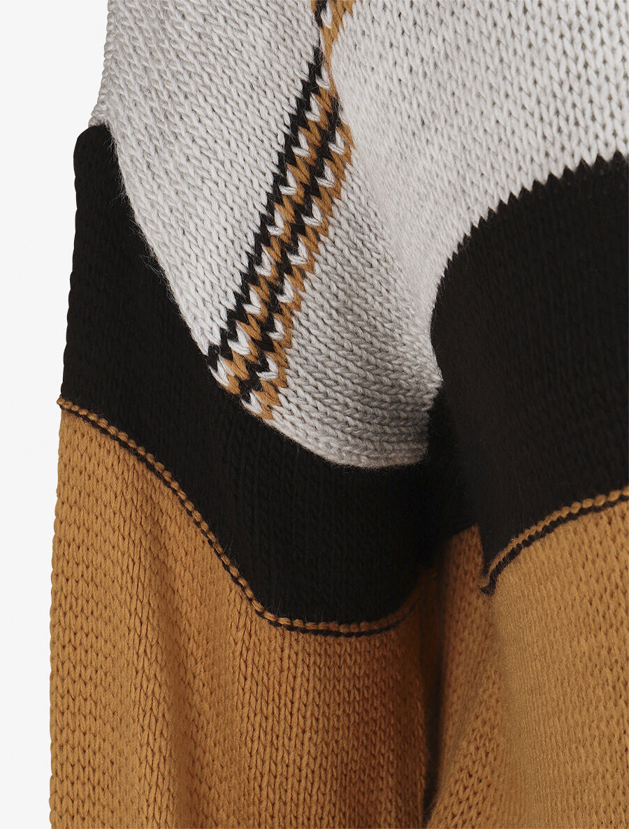 Pull en maille à rayures stylisées - Gris clair - 3