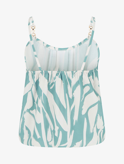 Grafikbedrucktes Camisole mit Schmuckträgern - Wassergrün