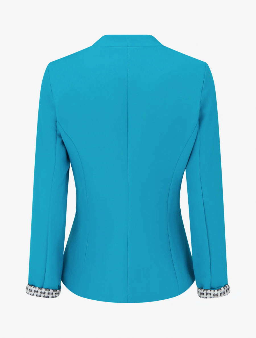 Gerade geschnittener Blazer mit Schulterpolstern - Türkis