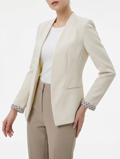 Gerade geschnittener Blazer mit Schulterpolstern - Hellbeige