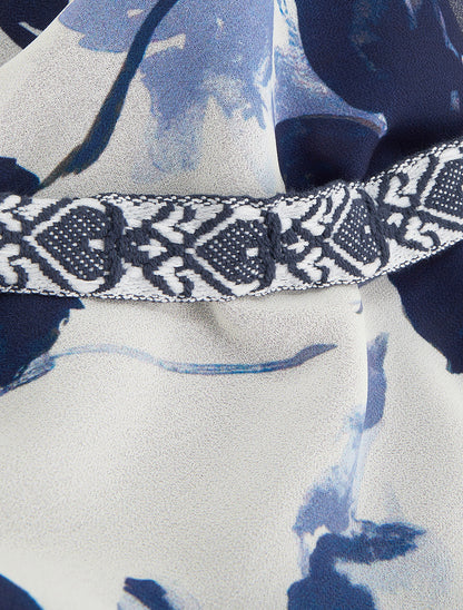 Caraco imprimé fleurs abstraites - Marine - 3