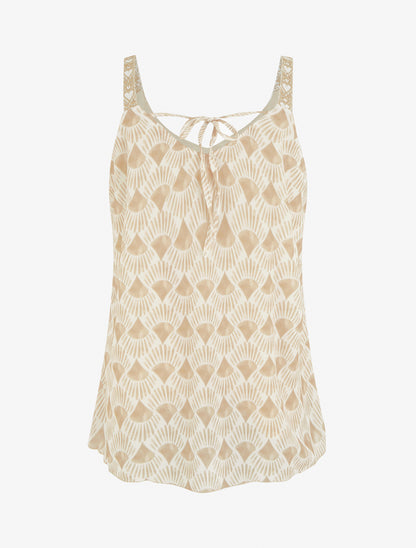 Caraco imprimé graphique stylisé - Beige - 2