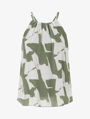 Top fluide imprimé abstrait - Kaki - 1