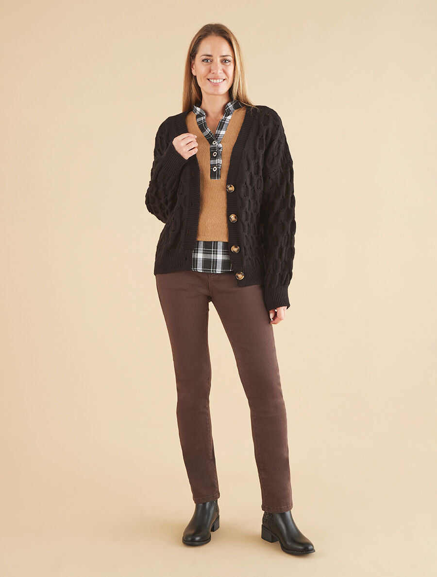Gilet uni boutonné - Noir - 4