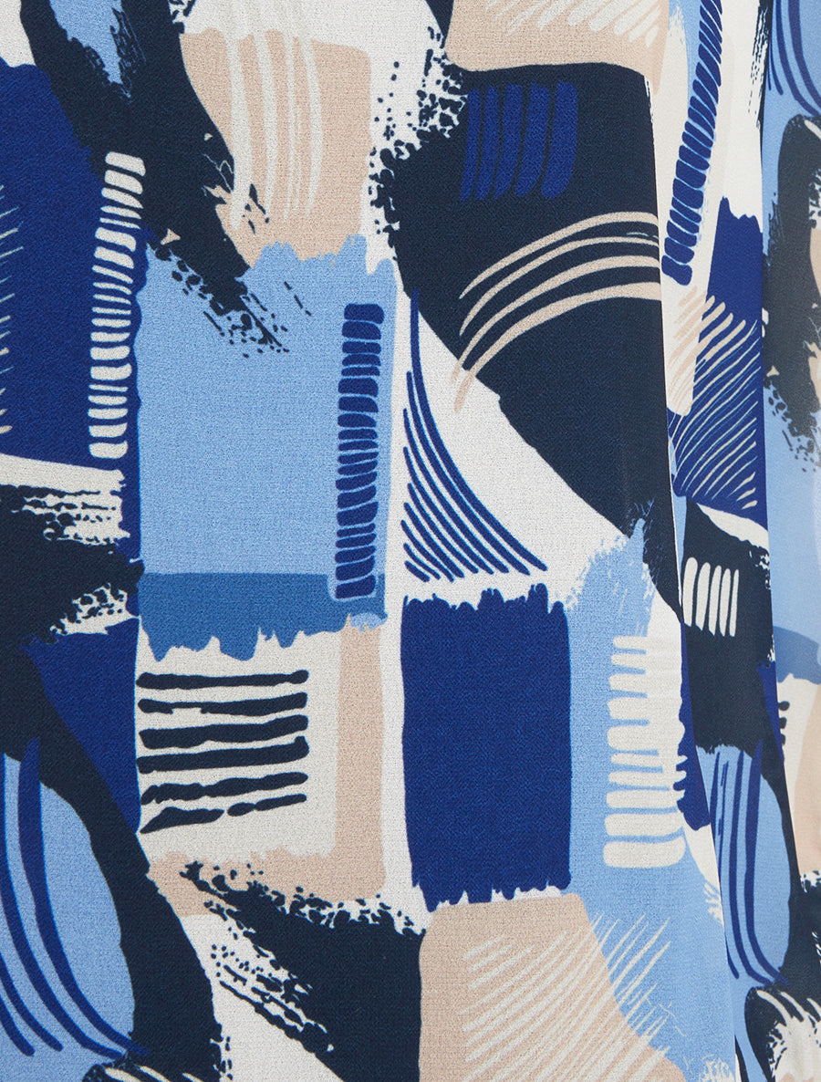 Top boule manches courtes imprimé graphique - Marine - 3