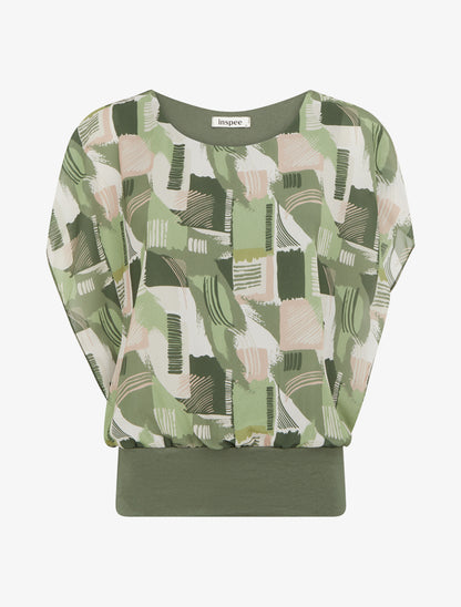 Top boule manches courtes imprimé graphique - Kaki - 1