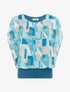 Top boule manches courtes imprimé graphique - Turquoise - 1