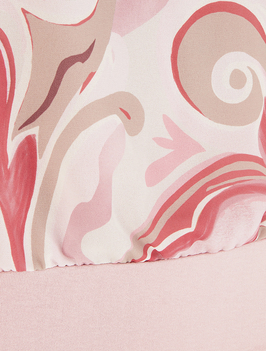 Top droit manches courtes imprimé arabesque - Rose - 3