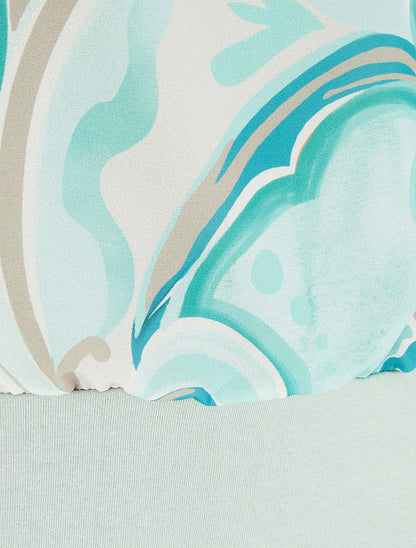 Top droit manches courtes imprimé arabesque - Vert d&