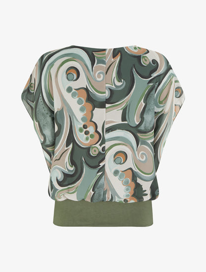 Top droit manches courtes imprimé arabesque - Kaki - 2