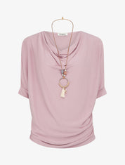 Top fluide à col bénitier - Vieux rose - 1