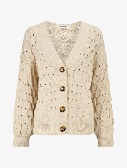 Gilet uni boutonné - Beige - 5