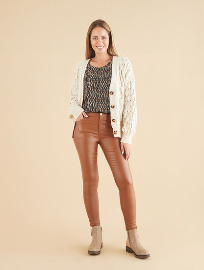Gilet uni boutonné - Beige - 4